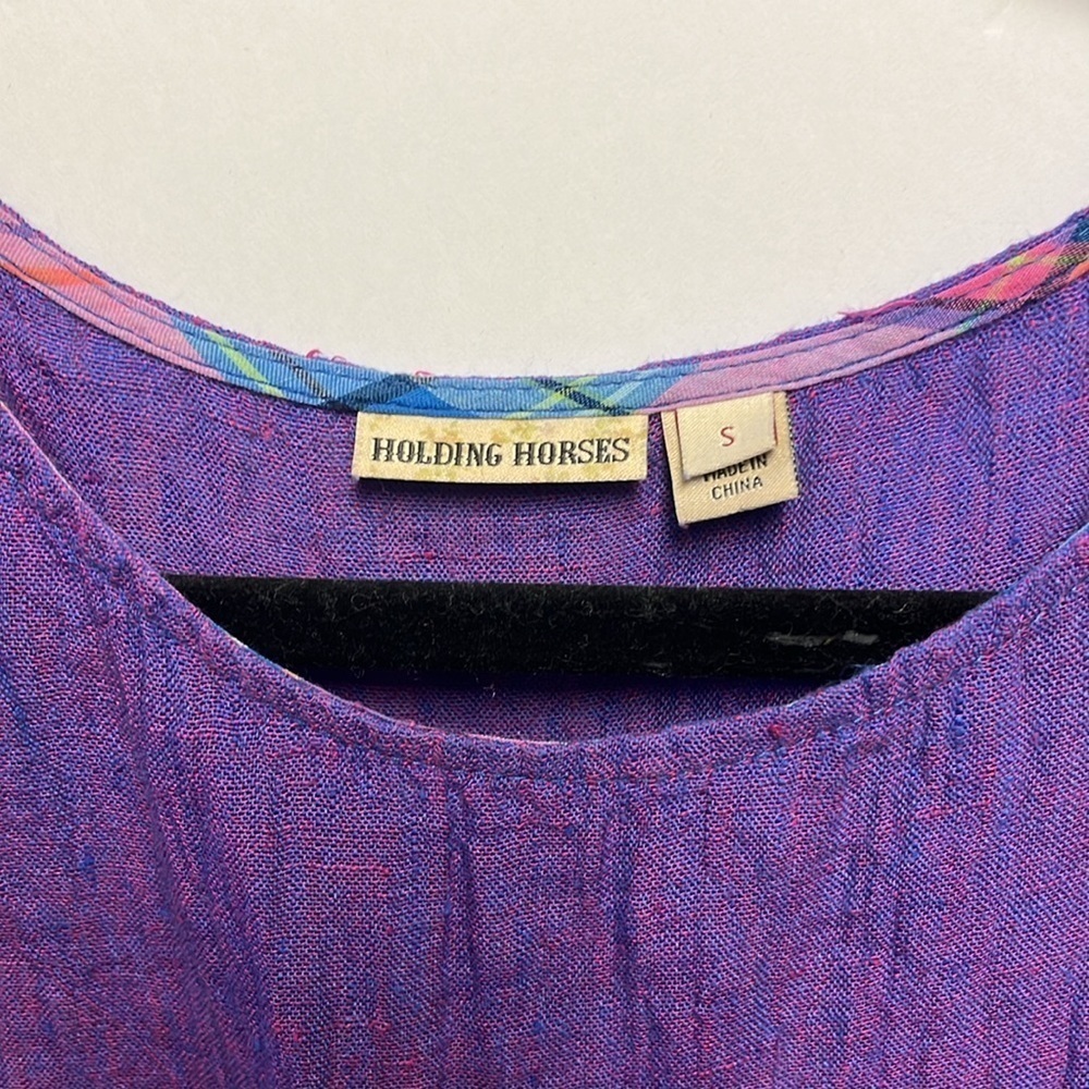 Holding Horses for Anthropologie Tyra Linen Boxy Top, Size Small, Purple - Picture 3 of 7